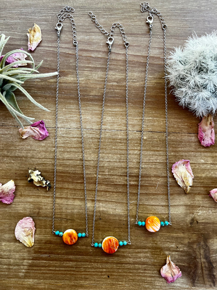 Spiny Oyster & Turquoise Necklace