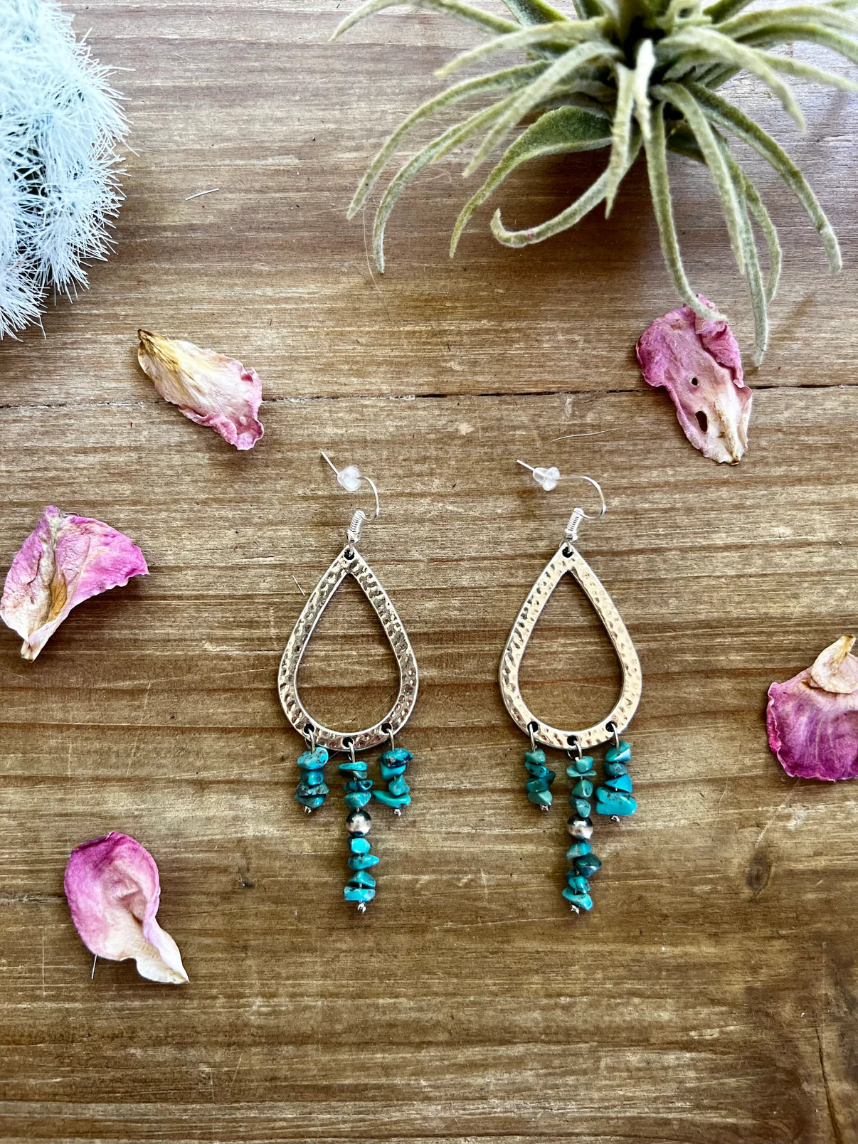 Authentic Turquoise Dangle Rock Earrings