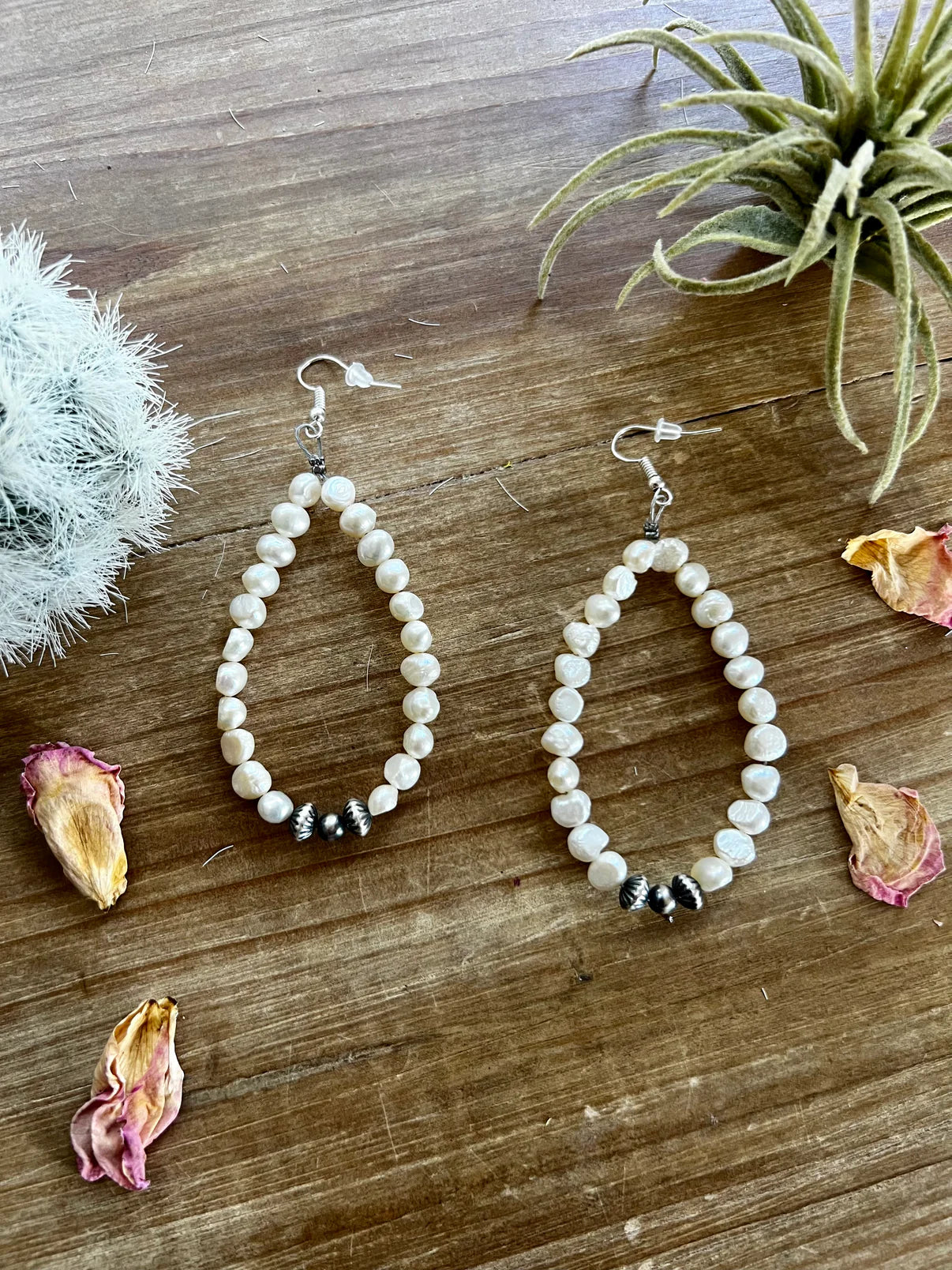 Freshwater Pearls w/ Navajo Disk Earrings