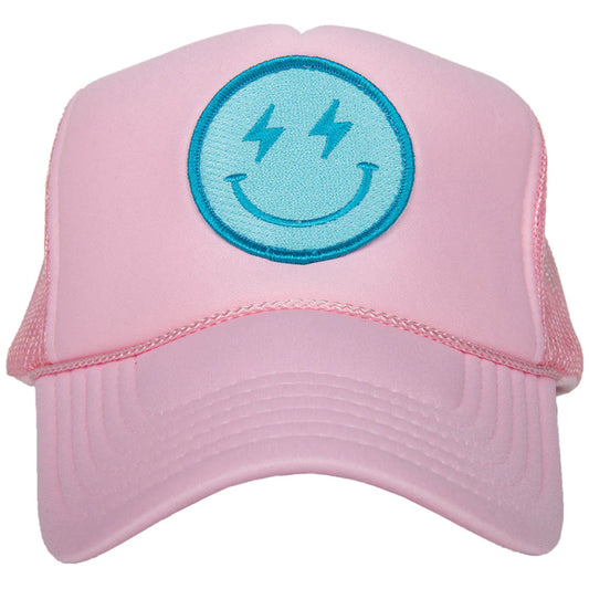 Turquoise Lightning Happy Face Trucker Hat