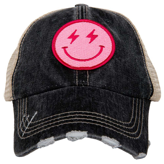 Hot Pink Lightning Face Ball Cap