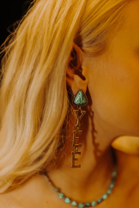 Yee Haw Dangle Earrings (Faux Turquoise)